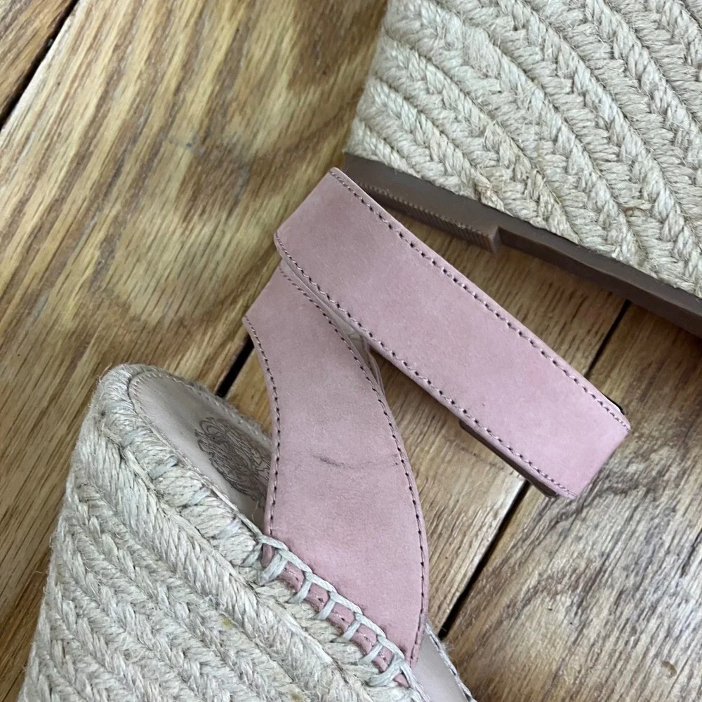 Vince‎ Camuto Pink Suede Espadrille Wedge Sandals Ankle Strap Size 10M